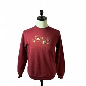 Endless Designs Vintage Embroidered Fall Leaves‎ Sweatshirt Crewneck M
